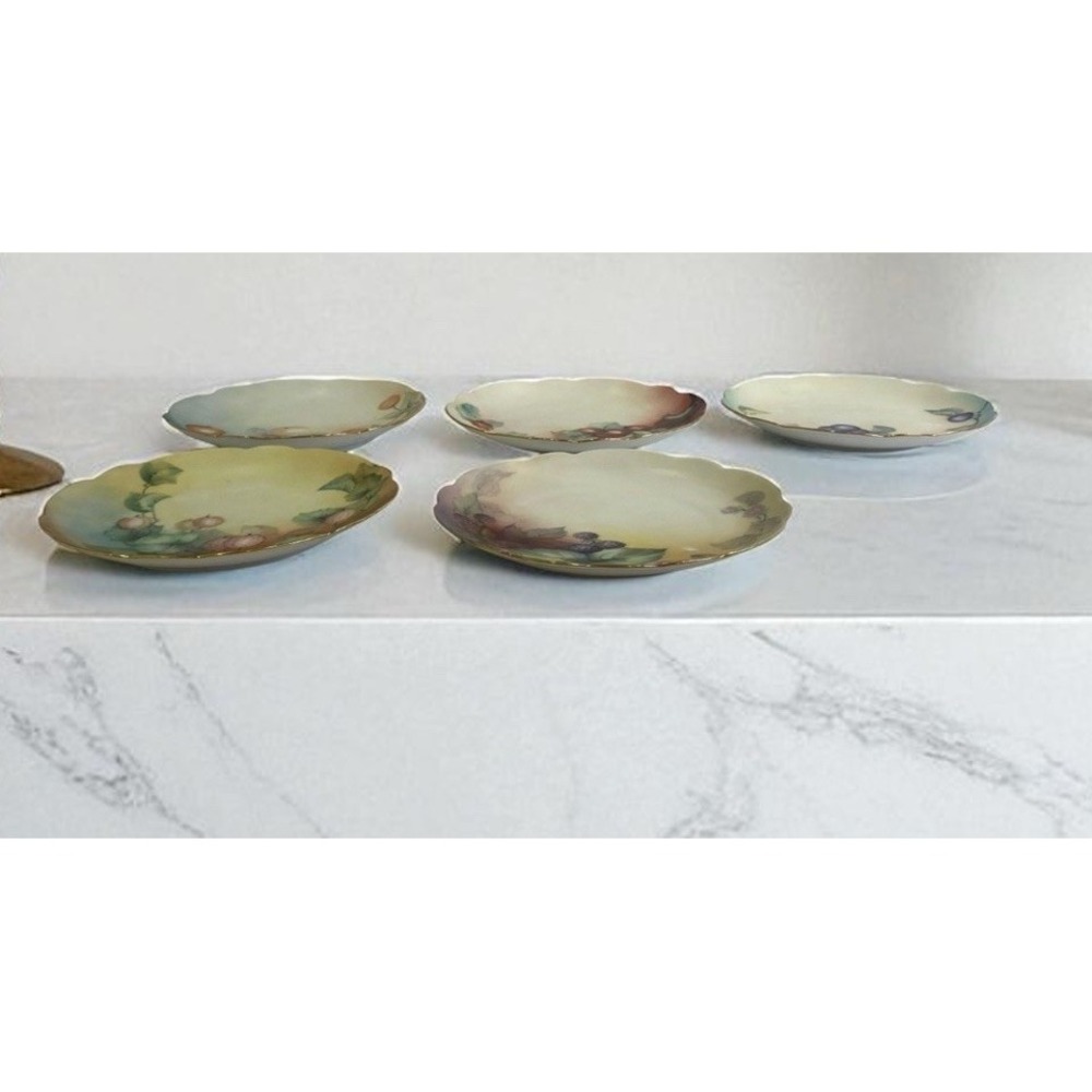 Set Of 5 Rosenthal RC Orchard VTG Plates Hand Painted Art Deco Nouveau 7"